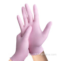 Examen de guantes de nitrilo rosa sin polvo desechable